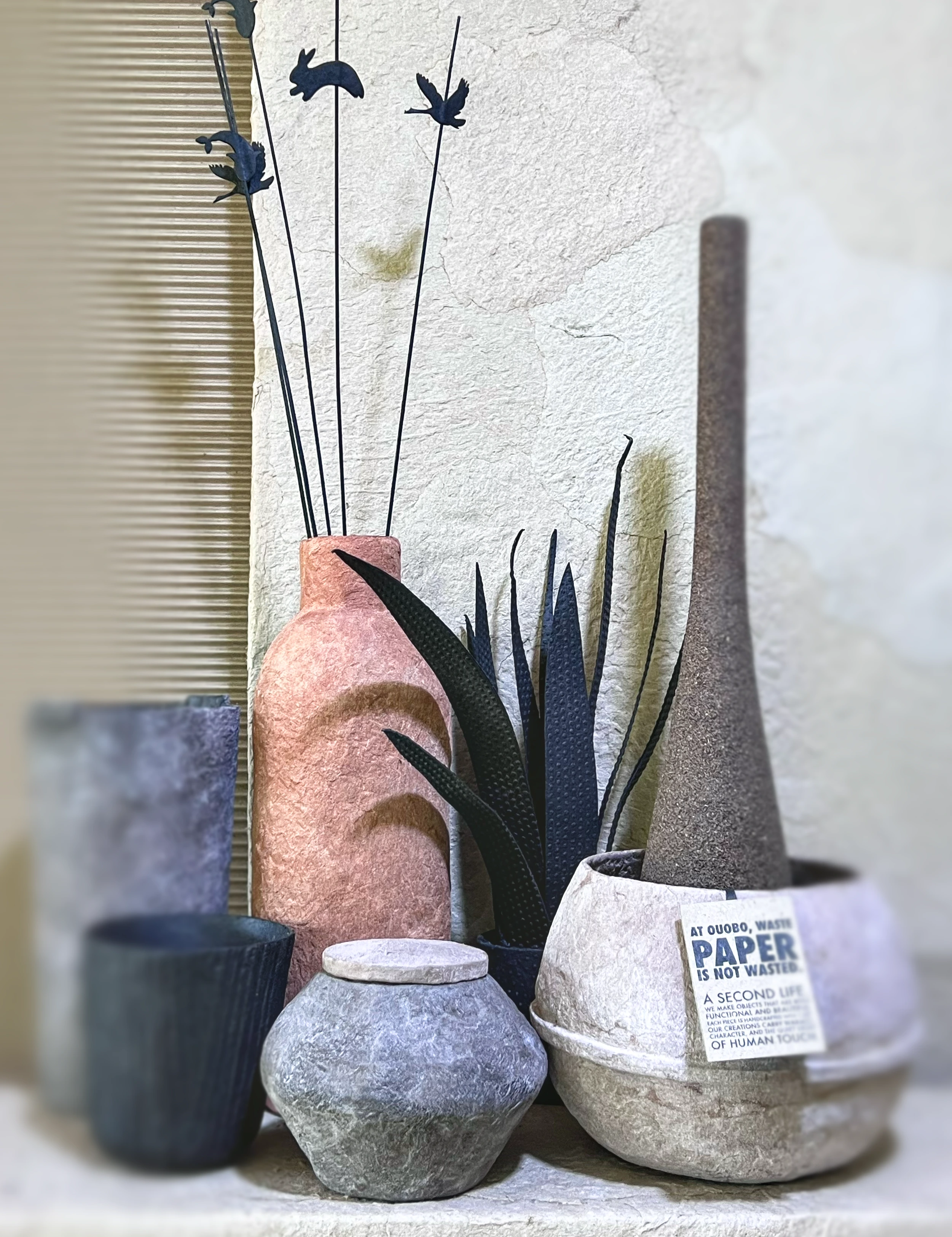 Handmade recycled paper pottery collection